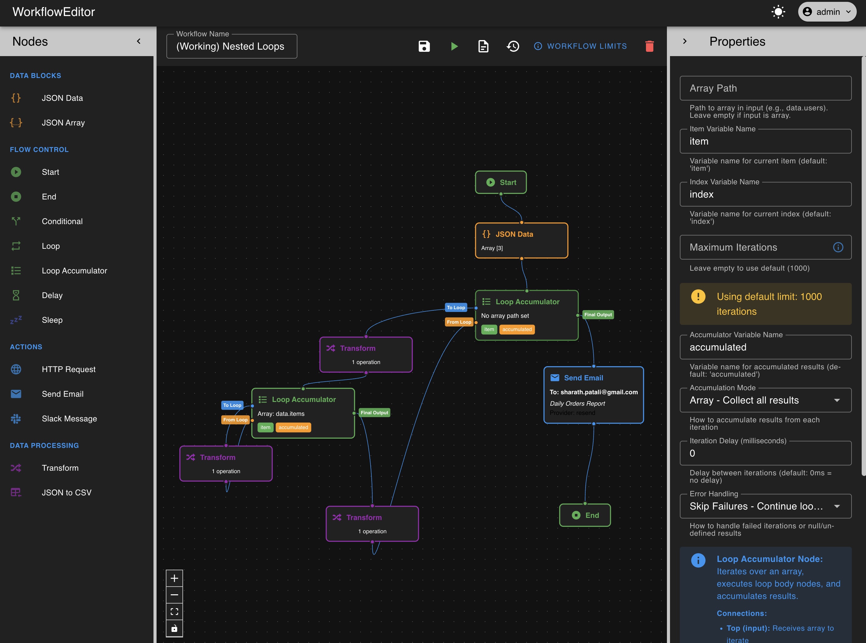 Yantra workflow screenshot